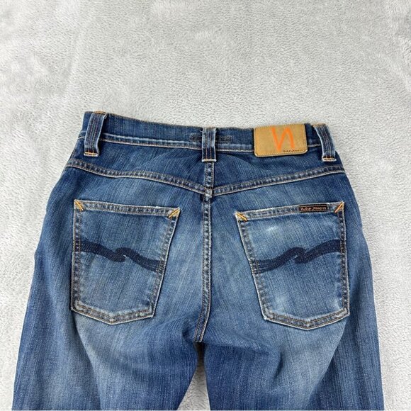 Nudie Jeans Men's 28x31 Distressed Dark Denim Jeans - Picture 12 of 13